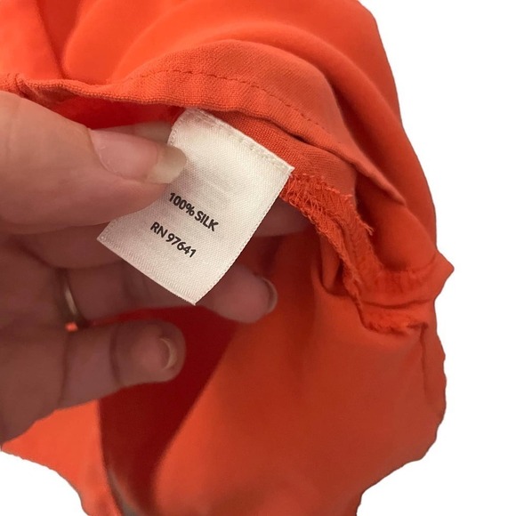 J Jill 100% Silk Button Down Orange Long Sleeve Top - Picture 5 of 7